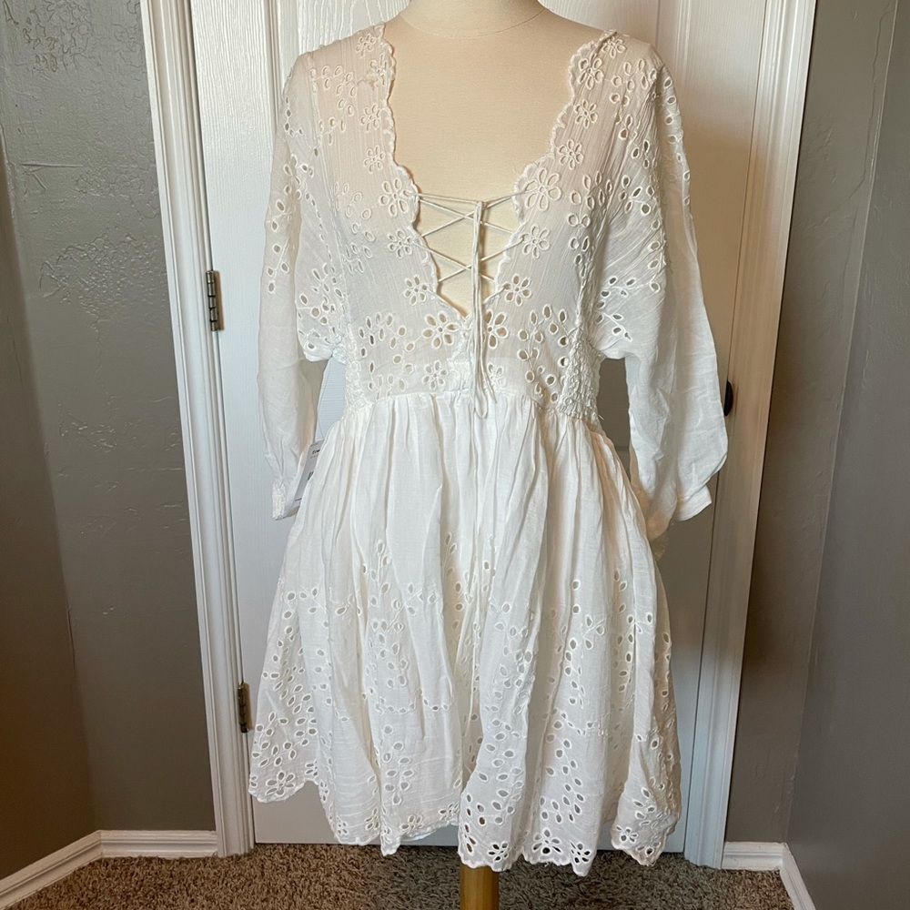 Free People White Cotton Dress M